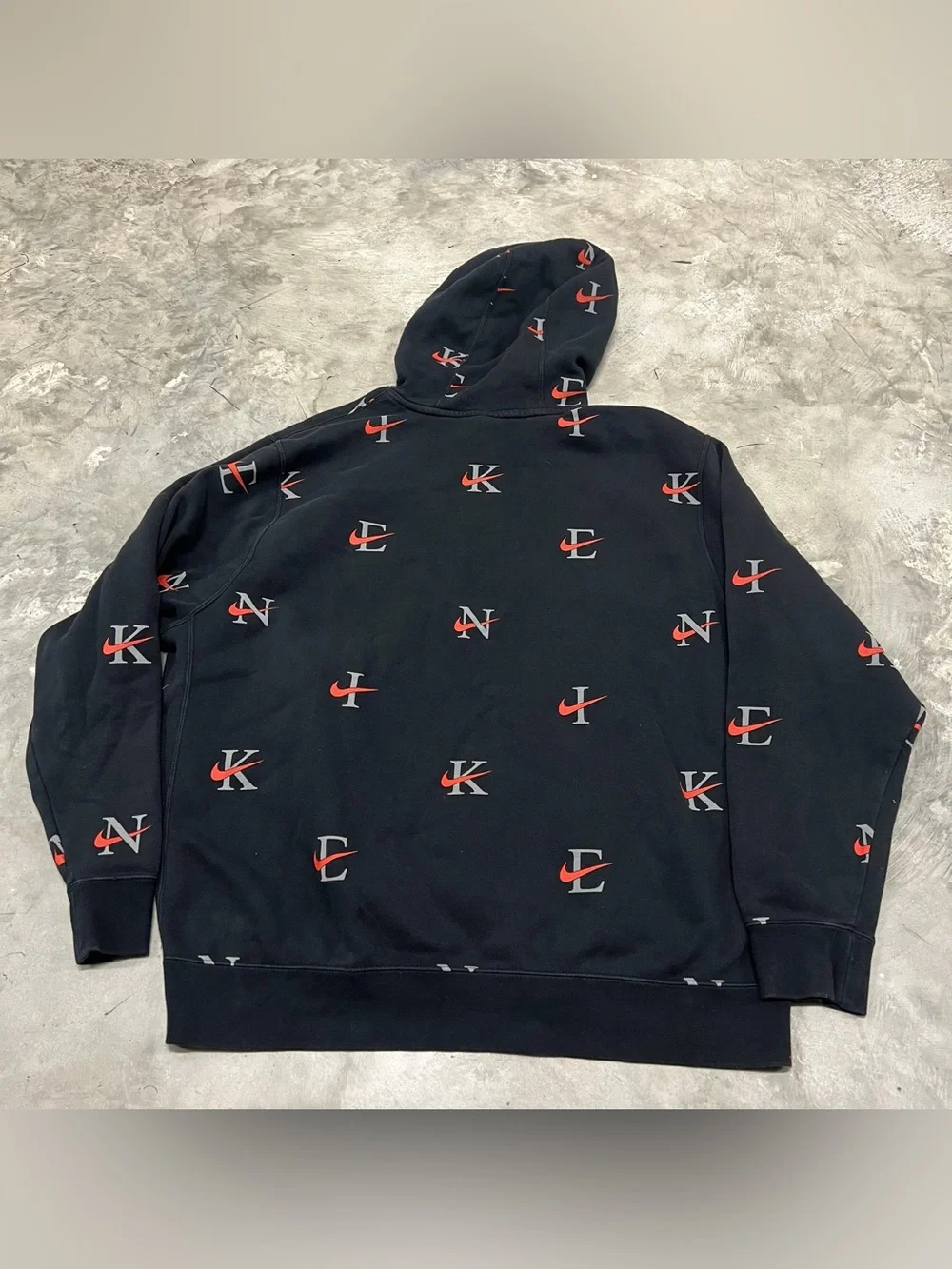 Nike Hoodie Mens Size XXL Black Graphic Y2K AOP Club Fleece Sweatshirt DV9601